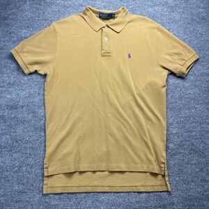 Polo Ralph Lauren Mens M Yellow Purple Pony Short Sleeve Pique Polo Shirt